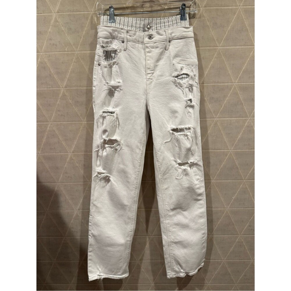 RtA Kallan Boyfriend Jeans w Boxer Short Size 25 US White Denim Cotton Blend